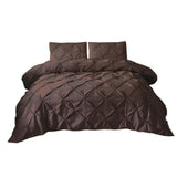 Max Maxb Decorative Pinch Pleat Velvet Duvet Cover Bedding Cover Set (3Pcs) Brown
