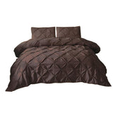 Max Maxb Decorative Pinch Pleat Velvet Duvet Cover Bedding Cover Set (3Pcs) Brown