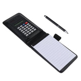 Max A7 Leather Waterproof Hardcover Notes Book with Calculator+Ballpen Black