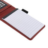 Max A7 Leather Waterproof Hardcover Notes Book with Calculator+Ballpen Red Brown
