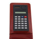 Max A7 Leather Waterproof Hardcover Notes Book with Calculator+Ballpen Red Brown