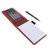 Max A7 Leather Waterproof Hardcover Notes Book with Calculator+Ballpen Red Brown