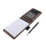Max A7 Leather Waterproof Hardcover Notes Book with Calculator+Ballpen Champagne