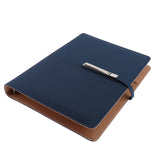 Max A5 Size Leather Notebook Loose Leaf Memo Diary Notebook with Buckle  Blue