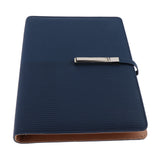 Max A5 Size Leather Notebook Loose Leaf Memo Diary Notebook with Buckle  Blue