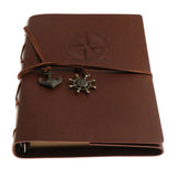 Max Leather Notebook Portable Loose Leaf Blank Notebook for Travel Brown