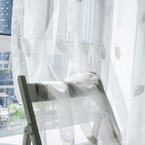 Max Simple Linen Sheer Voile Embroider Window Curtain for Bedroom & Living Room