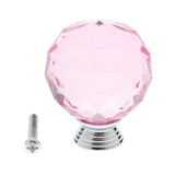 Max Crystal Glass Wardrobe Door Knob Kitchen Closet Drawer Handle Pull Pink