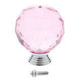 Max Crystal Glass Wardrobe Door Knob Kitchen Closet Drawer Handle Pull Pink