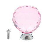 Max Crystal Glass Wardrobe Door Knob Kitchen Closet Drawer Handle Pull Pink