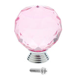 Max Crystal Glass Wardrobe Door Knob Kitchen Closet Drawer Handle Pull Pink