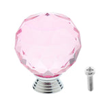 Max Crystal Glass Wardrobe Door Knob Kitchen Closet Drawer Handle Pull Pink