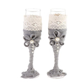 Max Maxb 2 Pieces Champagne Glasses Flutes Wine Glasses Wedding Party Favors Grey