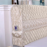 Max 1xLuxury Silk Bed Headboard Cover Protector Bed Decor Beige 200cm