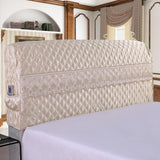 Max 1xLuxury Silk Bed Headboard Cover Protector Bed Decor Beige 200cm