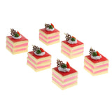 Max 6 Pcs Lifelike Artificial Cake Cube Cake Model Home Ornaments Red
