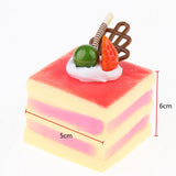 Max 6 Pcs Lifelike Artificial Cake Cube Cake Model Home Ornaments Red