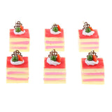 Max 6 Pcs Lifelike Artificial Cake Cube Cake Model Home Ornaments Red