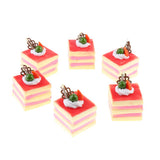Max 6 Pcs Lifelike Artificial Cake Cube Cake Model Home Ornaments Red
