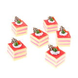 Max 6 Pcs Lifelike Artificial Cake Cube Cake Model Home Ornaments Red