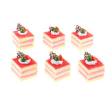 Max 6 Pcs Lifelike Artificial Cake Cube Cake Model Home Ornaments Red