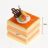 Max 6 Pcs Lifelike Artificial Cake Cube Cake Model Home Ornaments Orange