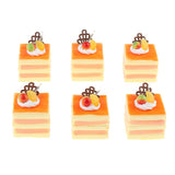 Max 6 Pcs Lifelike Artificial Cake Cube Cake Model Home Ornaments Orange