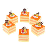 Max 6 Pcs Lifelike Artificial Cake Cube Cake Model Home Ornaments Orange
