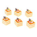 Max 6 Pcs Lifelike Artificial Cake Cube Cake Model Home Ornaments Orange