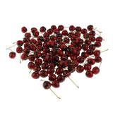 Maxbell 100 Pieces Artificial Vegetables Fruits Acorn Cherry Strawberry Dark Red Cherry