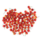 Maxbell 100 Pieces Artificial Vegetables Fruits Acorn Cherry Strawberry Yellow Red Cherry