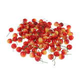 Maxbell 100 Pieces Artificial Vegetables Fruits Acorn Cherry Strawberry Yellow Red Cherry