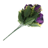 Maxbell Artificial Silk Rose Flowers Bouquet Wedding Home Decoration Props Purple