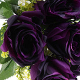 Maxbell Artificial Silk Rose Flowers Bouquet Wedding Home Decoration Props Purple