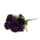 Maxbell Artificial Silk Rose Flowers Bouquet Wedding Home Decoration Props Purple
