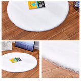 Max Round Area Rug, Faux Fur Rugs Plush Floor Mat for Bedroom,60cm White