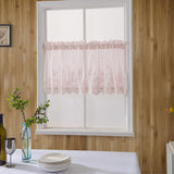 Max Embroidered Window Voile Sheer Curtain Valance Tiers Pink-Valance-130x41cm