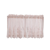 Max Embroidered Window Voile Sheer Curtain Valance Tiers Pink-Valance-137x61cm