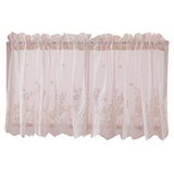 Max Embroidered Window Voile Sheer Curtain Valance Tiers Pink-Valance-137x61cm