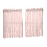 Max Embroidered Window Voile Sheer Curtain Valance Tiers Pink-2 Tiers-74x61cm