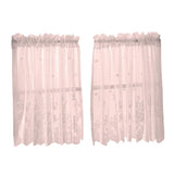 Max Embroidered Window Voile Sheer Curtain Valance Tiers Pink-2 Tiers-74x61cm