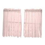Max Embroidered Window Voile Sheer Curtain Valance Tiers Pink-2 Tiers-74x61cm