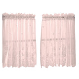 Max Embroidered Window Voile Sheer Curtain Valance Tiers Pink-2 Tiers-74x61cm