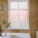Max Embroidered Window Voile Sheer Curtain Valance Tiers Pink-2 Tiers-74x61cm