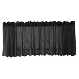 Max Embroidered Window Voile Sheer Curtain Valance Tiers Black-Valance-130x41cm