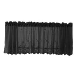 Max Embroidered Window Voile Sheer Curtain Valance Tiers Black-Valance-130x41cm