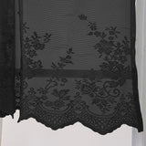 Max Embroidered Window Voile Sheer Curtain Valance Tiers Black-Valance-130x41cm