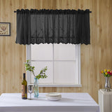Max Embroidered Window Voile Sheer Curtain Valance Tiers Black-Valance-137x61cm
