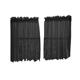 Max Embroidered Window Voile Sheer Curtain Valance Tiers Black-2 Tiers-74x61cm