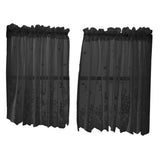 Max Embroidered Window Voile Sheer Curtain Valance Tiers Black-2 Tiers-74x61cm
